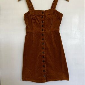 Women's Brown Corduroy Button-Down Dress